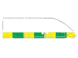 Striping Renault Trafic/Opel Vivaro 2010-2015 L2H1 - Half Battenburg Green/Yellow/White KIT  left  