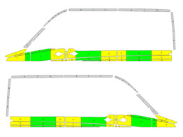 Striping Mercedes Sprinter 2012 L2H2 - Half Battenburg T11500 Yellow/Green/White  left   right  2 sl
