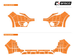 Arisco Pare-chocs Dacia Dokker 2013- Avery Prismatic T7514 Orange avec des capteurs de stationnement