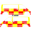 Striping Volkswagen Transporter T6 2017 L2H1 - Battenburg Red/Yellow/White Avery Prismatic  left   r