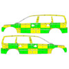 Striping Volvo V70 2008-2016 Battenburg Green/Yellow/White KIT  left   right  - SAPG