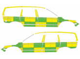 Striping Volvo XC70 2008-2016 Battenburg Green/Yellow KIT  left   right  Clinique Saint-Jean ASBL 1-