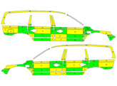 Striping Volvo XC70 2008-2016 Battenburg Green/Yellow/White  left   right  CHU Tivoli 1-CRS-069