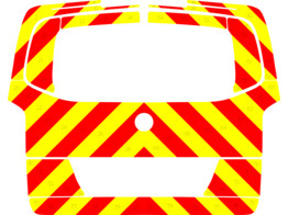 Striping Mercedes Vito 2015 - Chevrons T7500 Red/Yellow 10 cm - with boot lid and window - IBZ