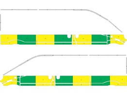 Striping Renault Trafic/Opel Vivaro 2010-2015 L2H1 - Half Battenburg Groen/Geel/Wit 2 schuifdeuren 1-DPF-341