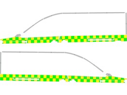 Striping VW Caddy Maxi NDLZ Battenburg Dubbele rij blokken  zijde 100mm  