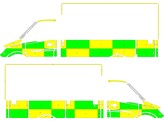 Striping Mercedes Sprinter Box Body WAS HVZ Zone zuid-oost TIENEN Battenburg Green/Yellow KIT  links   rechts 