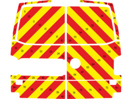 Striping Volkswagen Transporter T6 2016 - Chevrons T7500 Red/Yellow 10 cm - 2 rear doors 270  withou