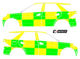 Striping Mercedes GLE 2017 - Battenburg T11500 Green/Yellow/White KIT left   right  MUG/SMUR