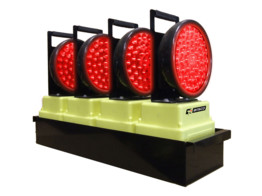 Set van 4 draadloos synchroniseerbare lampen rood dia 200mm