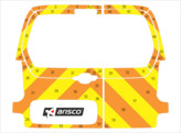 Striping Peugeot Partner - Chevrons Avery Prismatic T11500 Oranje/Geel 15 cm 2 achterdeuren met ruiten