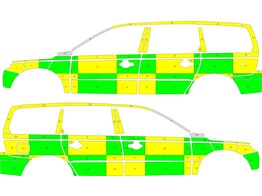 Striping Volvo V70 2008-2016 Battenburg Grun/Gelb/Wei  KIT  left   right  - SAPG