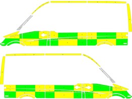 Striping Mercedes Sprinter Battenburg Green/Yellow/White KIT  links   rechts  1 schuifdeur Rode Kruis