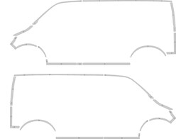 Outline Volkswagen Transporter T6 2016 L1H1 - Avery ECE104 White Class III - 2 sliding doors