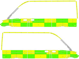 Striping Mercedes Sprinter 2019 L2H2 - Battenburg Avery Prismatic T11500 Grun / Gelb / Wei  KIT  lin