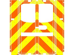 Striping Mercedes Sprinter Box Body Strobel rear Chevrons kit orange-yellow 20 cm zone Hemeco post Huy 1-SUT-671