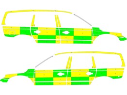 Striping Volvo XC70 2008-2016 Battenburg Grun/Gelb/Wei   links   rechts  Jan Yperman Ziekenhuis 1-CH