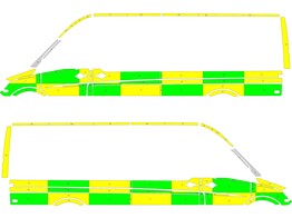 Striping Mercedes Sprinter L3H2 Battenburg Groen/Geel/Wit  links   rechts  2 schuifdeuren