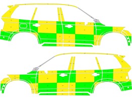 Striping Volvo XC90 MUG Battenburg Groen/Geel/Wit  links   rechts 