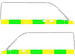 Striping Mercedes Sprinter 2018 L2H2 - Half Battenburg T11500 Grun/Gelb/Wei   links   rechts  1 Schi