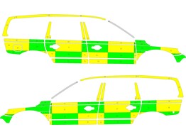 Striping Volvo XC70 2008-2016 Battenburg Grun/Gelb/Wei   links   rechts  AZ Groeninge 1-BVR-889