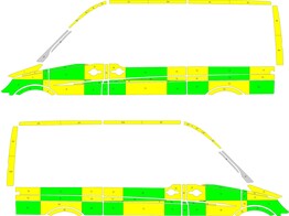 Striping Mercedes Sprinter L2H2 Battenburg Groen/Geel/Wit  links   rechts  2 schuifdeuren