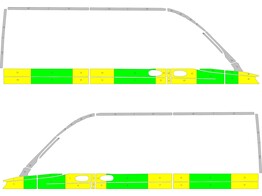 Striping Mercedes Sprinter 2018 L2H2 - Half Battenburg T11500 Vert/Jaune/Blanc  gauche   droite  2 p