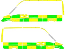Striping Mercedes Sprinter L2H2 Battenburg Groen/Geel/Wit  links   rechts  2 schuifdeuren