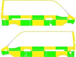 Striping Renault Master oud model Battenburg Groen/Geel/Wit  links   rechts  2 schuifdeuren