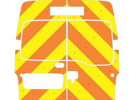 Striping Renault Master oud model H2 Chevrons Oranje/Geel 20 cm 2 achterdeuren 270  zonder ruiten met mageneten