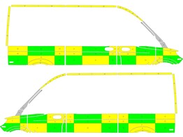 Striping Mercedes Sprinter 2018 L2H2 - Battenburg T11500 Yellow/Green/White  left   right  1 sliding
