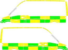 Striping Mercedes Sprinter L2H2 Battenburg Groen/Geel/Wit  links   rechts  1 schuifdeur rechts