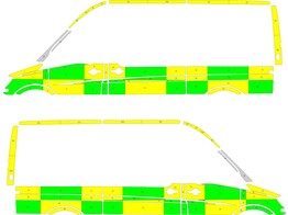 Striping Mercedes Sprinter L2H2 Battenburg Groen/Geel/Wit  links   rechts  2 schuifdeuren