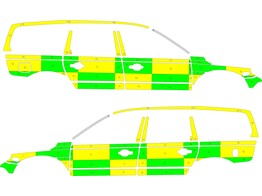 Striping Volvo XC70 2008-2016 Battenburg Grun/Gelb/Wei   links   rechts  AZ Sint-Jan YRI-938