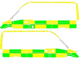 Striping Mercedes Sprinter L2H2 Battenburg Green/Yellow/White  left   right  1 sliding door right si