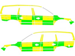 Striping Volvo XC70 2008-2016 Battenburg Grun/Gelb/Wei   links   rechts  UZ Brussel 1-ARF-914