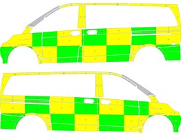Striping Mercedes V-Class 2019 - Battenburg T11500 Green/Yellow/White  left   right  - UZ Gent
