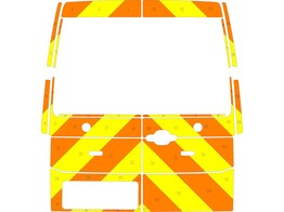 Striping Volkswagen Crafter H3 Chevrons Oranje/Geel 20 cm 2 achterdeuren met ruiten