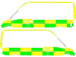 Striping Mercedes Sprinter L2H2 Battenburg Green/Yellow/White  left   right  2 sliding doors
