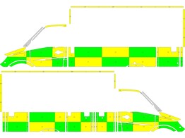 Striping Mercedes Sprinter Caisse WAS Battenburg Vert/Jaune/Blanc  gauche   droite 
