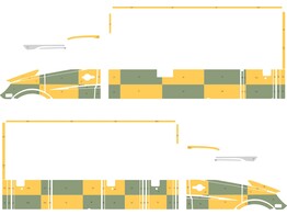 Striping Mercedes Sprinter Kastopbouw WAS Battenburg Groen/Geel/Wit  links   rechts  1-KBK-338