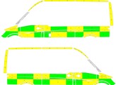 Striping Mercedes Sprinter L2H2 Battenburg Groen/Geel/Wit  links   rechts  1 schuifdeur rechts 273-AMD
