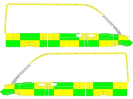 Striping Mercedes Sprinter 2018 L2H2 - Battenburg Avery T11500 Groen/Geel/Wit  links   rechts  2 schuifdeuren