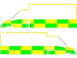 Striping Mercedes Sprinter Caisse Strobel Battenburg Vert/Jaune/Blanc  gauche   droite 
