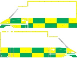Striping Mercedes Sprinter Caisse Strobel Battenburg Vert/Jaune/Blanc  gauche   droite 