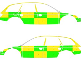 Striping Audi A6 Avant Allroad MUG Battenburg Groen/Geel/Wit  links   rechts  1-CFN-301