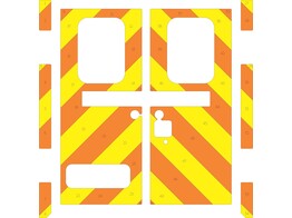 Striping Mercedes Sprinter Kastopbouw WAS Chevrons Oranje/Geel 20 cm 1-JSD-177