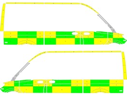 Striping Mercedes Sprinter 2018 L2H2 - Battenburg T11500 Yellow/Green/White  left   right  2 sliding