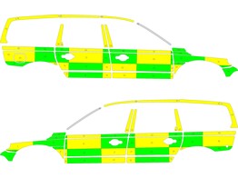 Striping Volvo XC70 2008-2016 Battenburg Grun/Gelb/Wei   links   rechts  AZ West 1-HDR-197