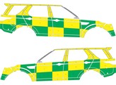 Striping Land Rover Discovery 5 MUG Battenburg Groen/Geel/Wit  links   rechts 